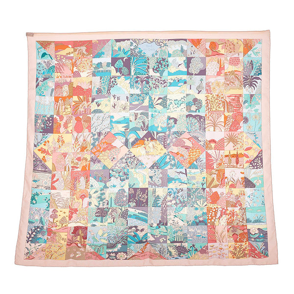 エルメス カレ90 Tout en Quilt すべてはキルトの中に スカーフ ピアノ グリーン シルク レディース HERMES 【中古】