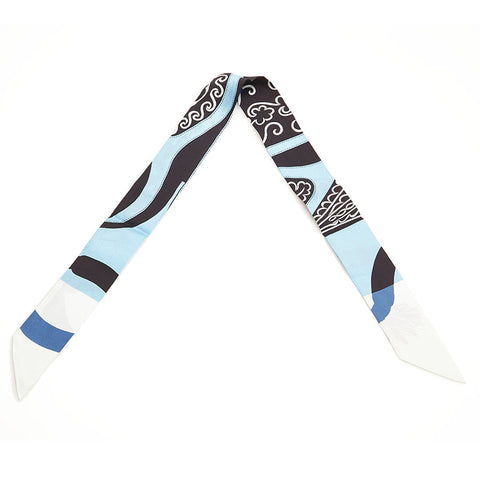 エルメス ツイリー スカーフ ブルー シルク レディース HERMES 【中古】