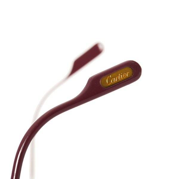 カルティエ ツーポイント リムレス スクエア  サングラス ゴールド ブラウン メッキ メンズ CARTIER 【中古】