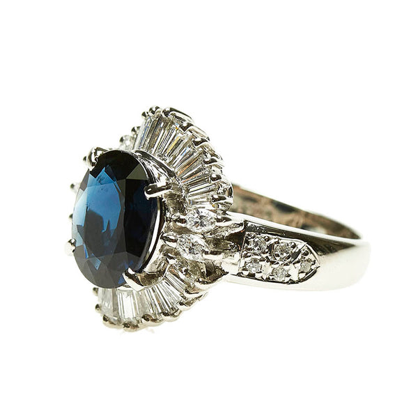 Pt900 プラチナ サファイア2.68ct ダイヤ0.96ct リング 指輪 レディース 10号 【中古】