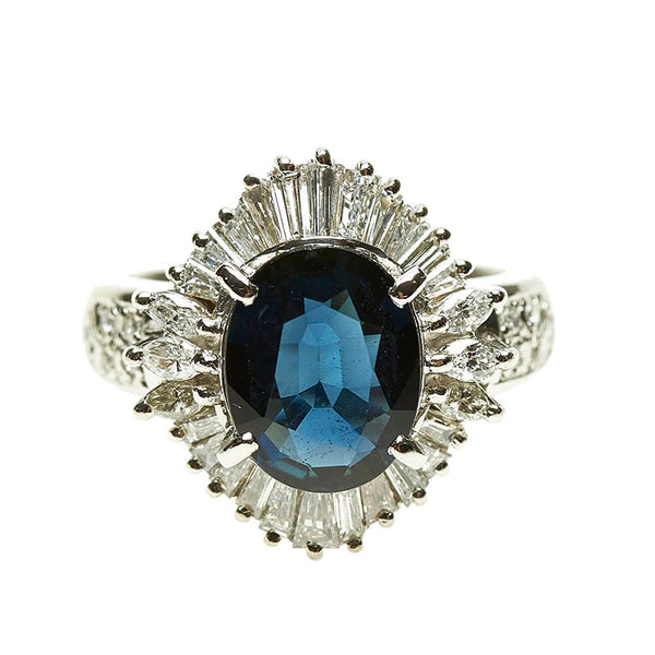 Pt900 プラチナ サファイア2.68ct ダイヤ0.96ct リング 指輪 レディース 10号 【中古】