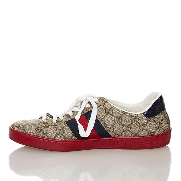 グッチ GGスプリーム シェリーライン スニーカー 429445 ベージュ  PVC レザー メンズ GUCCI 【中古】