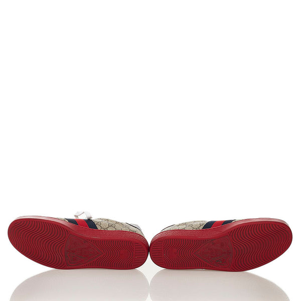 グッチ GGスプリーム シェリーライン スニーカー 429445 ベージュ  PVC レザー メンズ GUCCI 【中古】