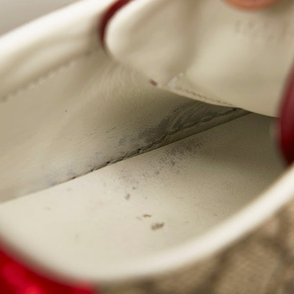 グッチ GGスプリーム シェリーライン スニーカー 429445 ベージュ  PVC レザー メンズ GUCCI 【中古】