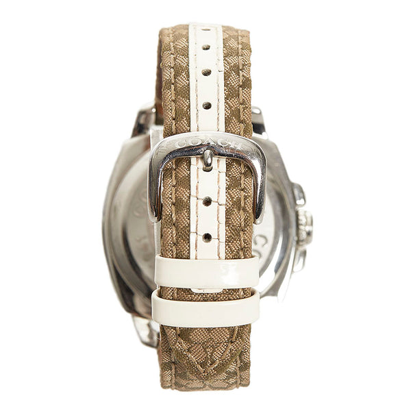 コーチ エプソンムーブ 腕時計 CA.43.3.14.0444 クオーツ シルバー文字盤 ステンレススチール キャンバス レザー メンズ COACH 【中古】