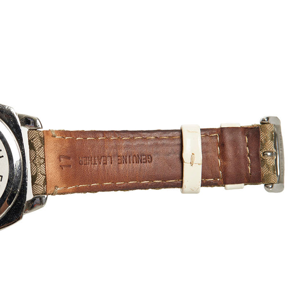 コーチ エプソンムーブ 腕時計 CA.43.3.14.0444 クオーツ シルバー文字盤 ステンレススチール キャンバス レザー メンズ COACH 【中古】