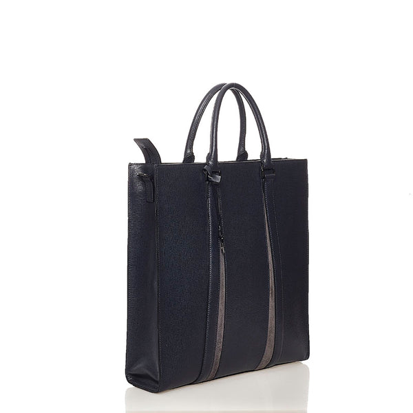 ゼニア トートバッグ ショルダーバッグ 2way ネイビー レザー メンズ Zegna 【中古】