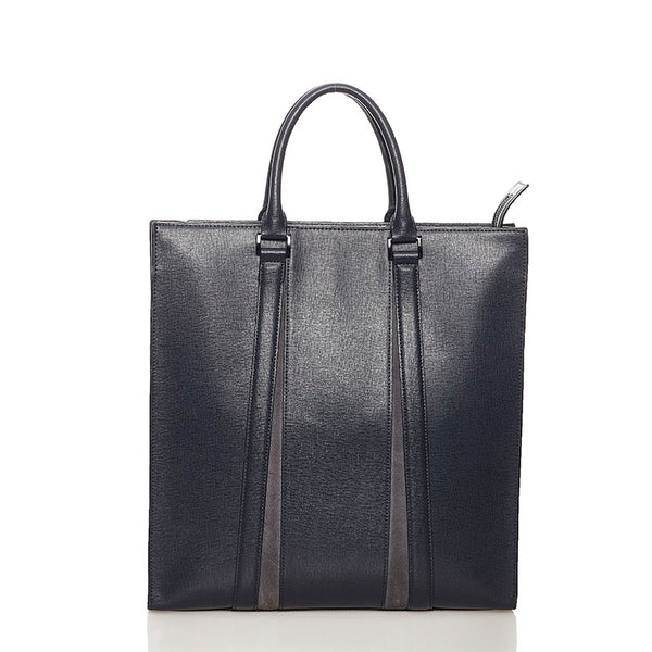 ゼニア トートバッグ ショルダーバッグ 2way ネイビー レザー メンズ Zegna 【中古】