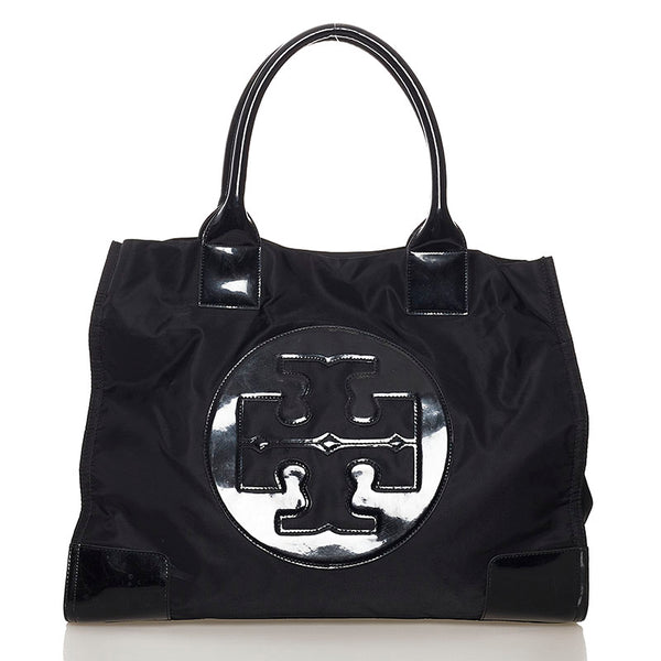 トリーバーチ エラ トートバッグ ブラック ナイロン パテントレザー レディース Tory Burch 【中古】