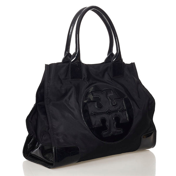 トリーバーチ エラ トートバッグ ブラック ナイロン パテントレザー レディース Tory Burch 【中古】