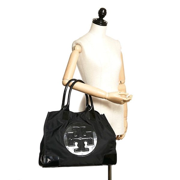 トリーバーチ エラ トートバッグ ブラック ナイロン パテントレザー レディース Tory Burch 【中古】
