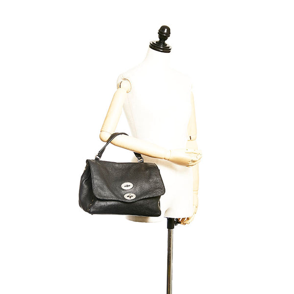 ザネラート ポスティーナ ハンドバッグ ブラック レザー レディース ZANELLATO 【中古】