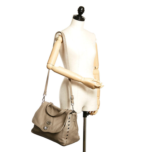 ザネラート ポスティーナ ハンドバッグ ショルダーバッグ 2WAY グレー レザー レディース ZANELLATO 【中古】