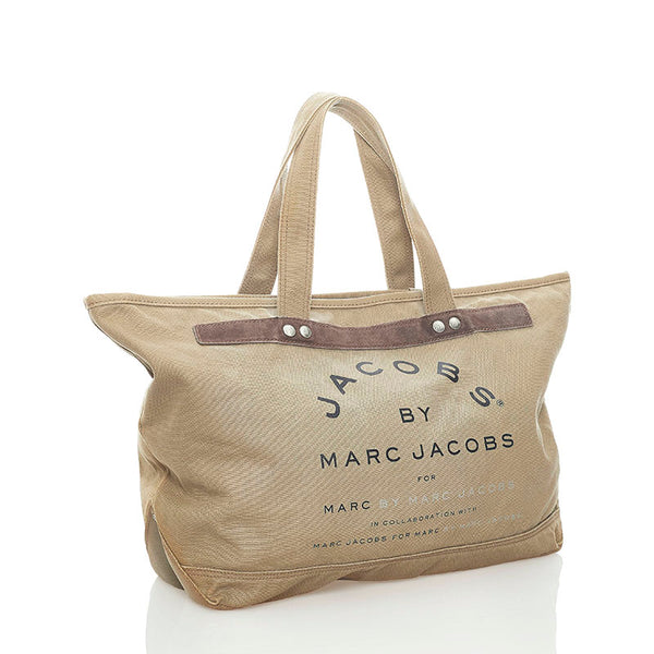 マークジェイコブス トートバッグ カーキ キャンバス スウェード レディース MARC JACOBS 【中古】