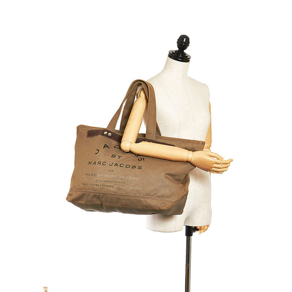 マークジェイコブス トートバッグ カーキ キャンバス スウェード レディース MARC JACOBS 【中古】