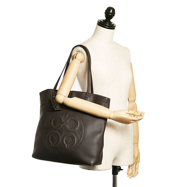 コーチ トートバッグ ダークブラウン レザー レディース COACH 【中古】
