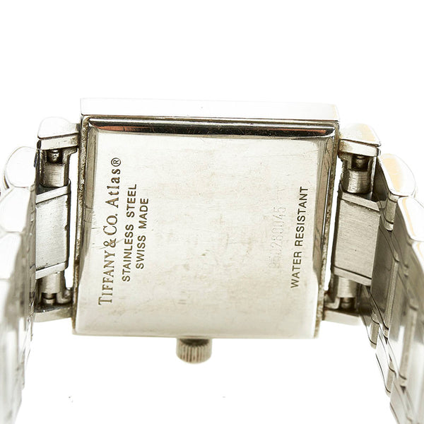 ティファニー アトラス 腕時計 クオーツ ブラック文字盤 ステンレススチール レディース TIFFANY&Co. 【中古】