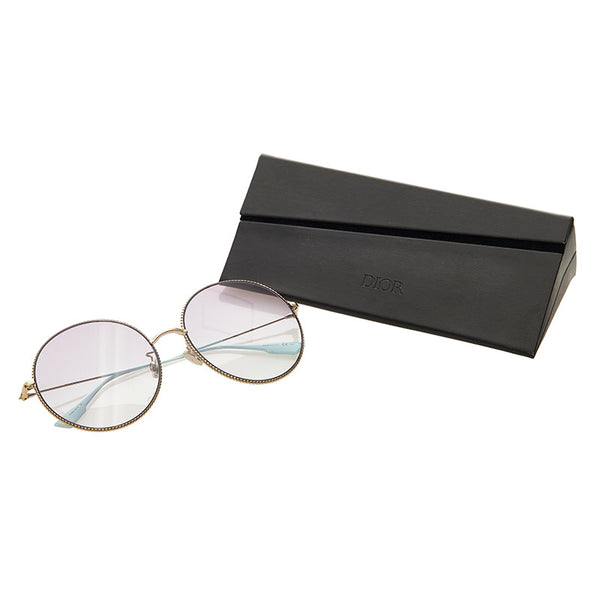 ディオール ラウンド 丸型 サングラス 3YGSO ゴールド パープル メタル レディース Dior 【中古】