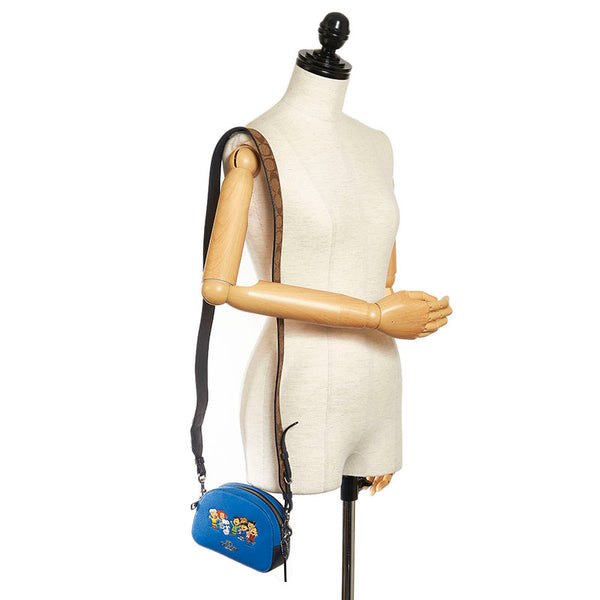 コーチ セレナ × スヌーピー サッチェル 斜め掛け ショルダーバッグ 6490 ブルー レザー レディース COACH 【中古】