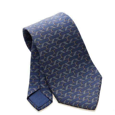 エルメス ネクタイ ネイビー シルク メンズ HERMES 【中古】