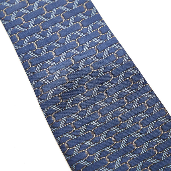 エルメス ネクタイ ネイビー シルク メンズ HERMES 【中古】