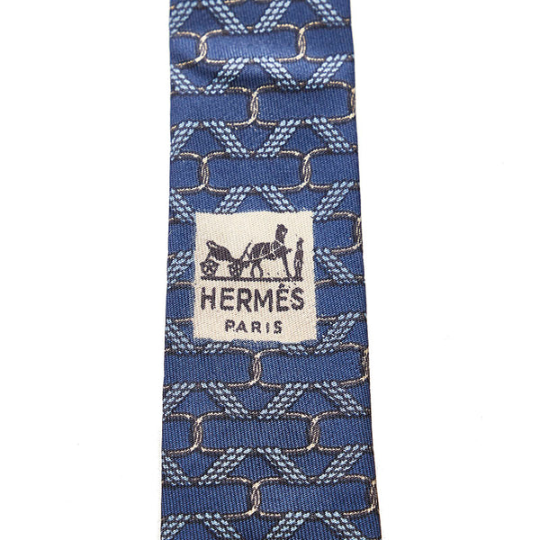 エルメス ネクタイ ネイビー シルク メンズ HERMES 【中古】