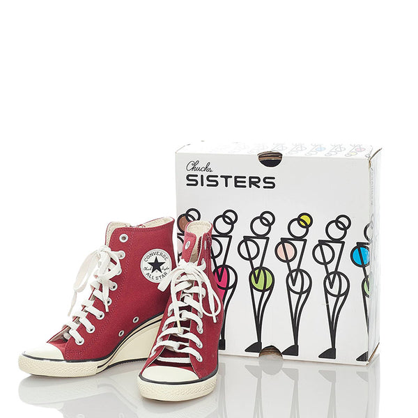 コンバース ウェッジソール ハイカット スニーカー ボルドー キャンバス ラバー レディース CONVERSE 【中古】