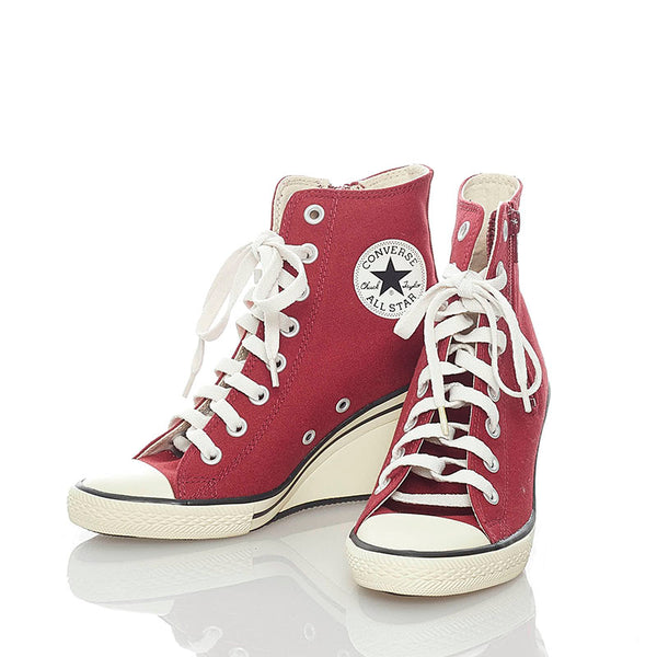 コンバース ウェッジソール ハイカット スニーカー ボルドー キャンバス ラバー レディース CONVERSE 【中古】