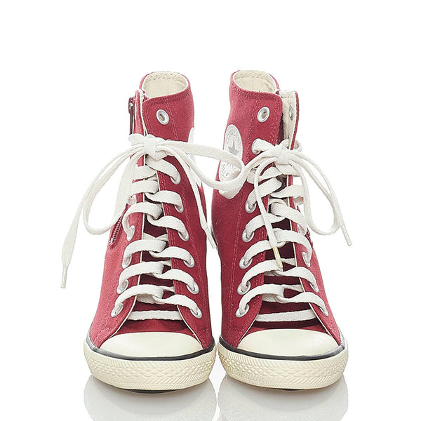 コンバース ウェッジソール ハイカット スニーカー ボルドー キャンバス ラバー レディース CONVERSE 【中古】