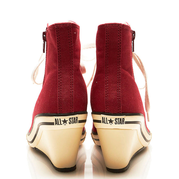 コンバース ウェッジソール ハイカット スニーカー ボルドー キャンバス ラバー レディース CONVERSE 【中古】