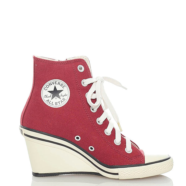 コンバース ウェッジソール ハイカット スニーカー ボルドー キャンバス ラバー レディース CONVERSE 【中古】