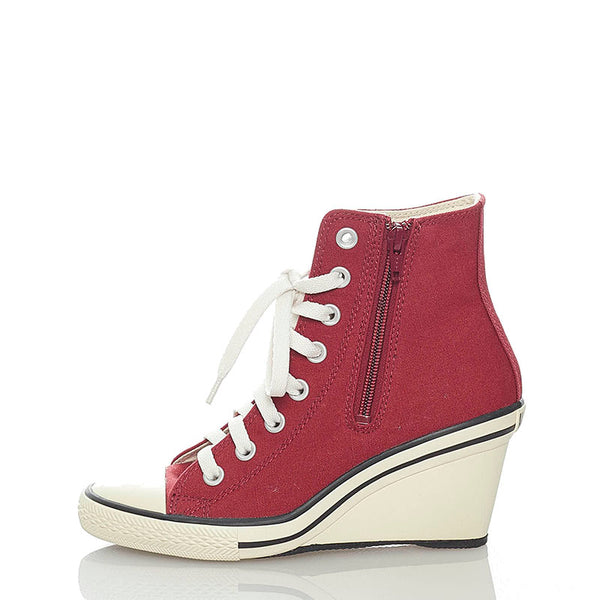 コンバース ウェッジソール ハイカット スニーカー ボルドー キャンバス ラバー レディース CONVERSE 【中古】