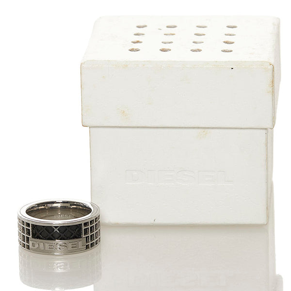 ディーゼル ロゴ リング 指輪 シルバー スティール メンズ DIESEL 【中古】