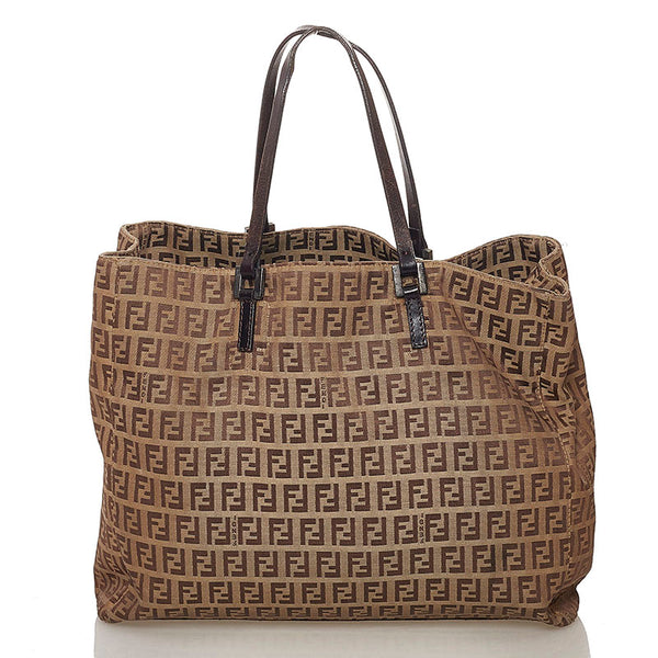 フェンディ ズッキーノ ミニ ハンドバッグ トートバッグ 8BH019 ブラウン レザー レディース FENDI 【中古】
