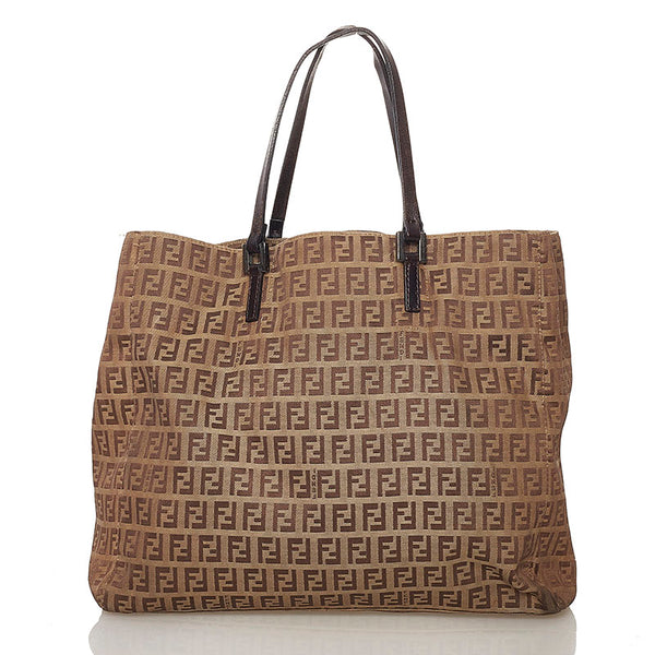 フェンディ ズッキーノ ミニ ハンドバッグ トートバッグ 8BH019 ブラウン レザー レディース FENDI 【中古】
