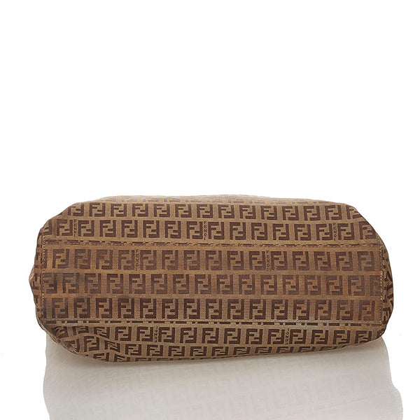 フェンディ ズッキーノ ミニ ハンドバッグ トートバッグ 8BH019 ブラウン レザー レディース FENDI 【中古】