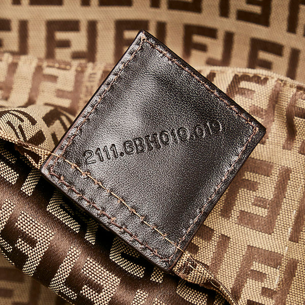 フェンディ ズッキーノ ミニ ハンドバッグ トートバッグ 8BH019 ブラウン レザー レディース FENDI 【中古】