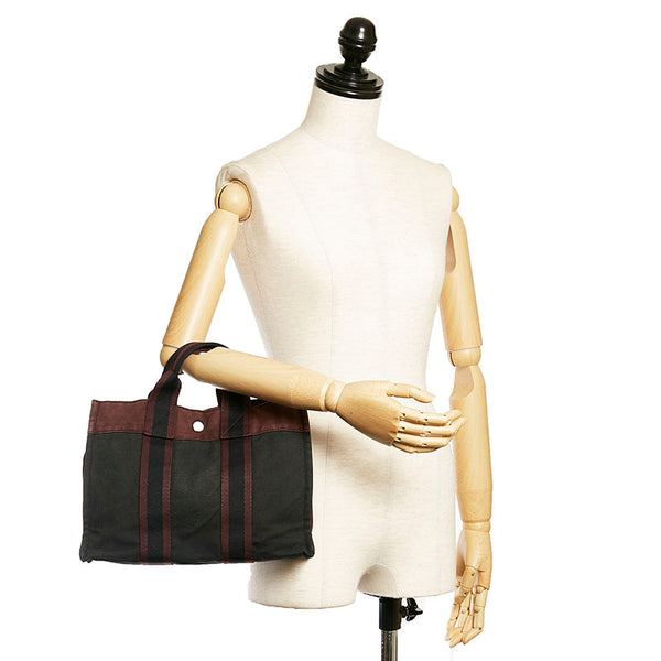 エルメス フールトゥPM トートバッグ ブラック ブラウン キャンバス レディース HERMES 【中古】