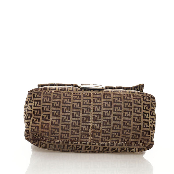 フェンディ マンマバケット ズッキーノ ワンショルダーバッグ ブラウン キャンバス レザー レディース FENDI 【中古】