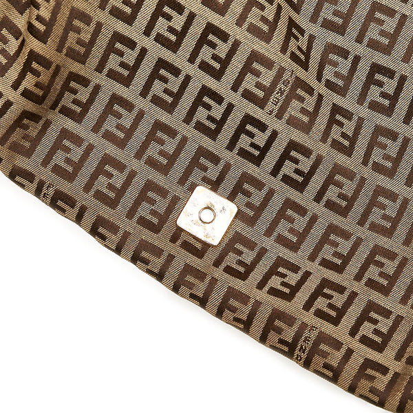 フェンディ マンマバケット ズッキーノ ワンショルダーバッグ ブラウン キャンバス レザー レディース FENDI 【中古】