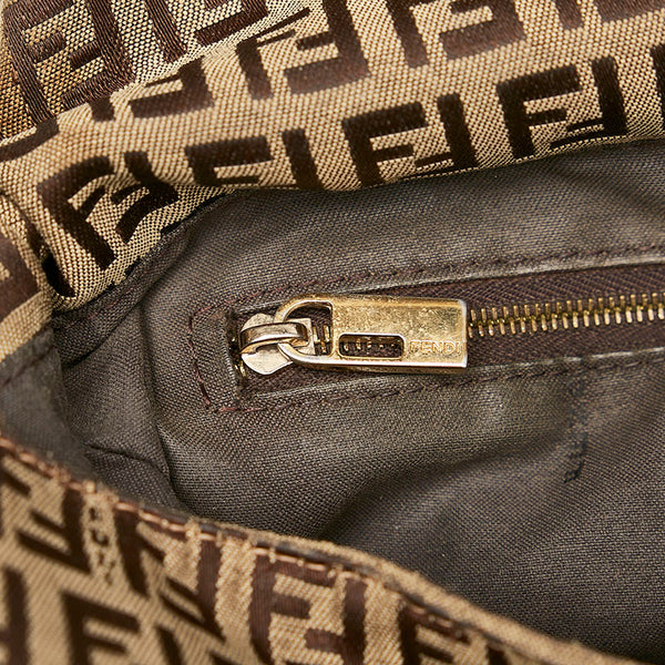 フェンディ マンマバケット ズッキーノ ワンショルダーバッグ ブラウン キャンバス レザー レディース FENDI 【中古】