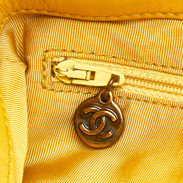 シャネル ココマーク トートバッグ イエロー ラムスキン レディース CHANEL 【中古】