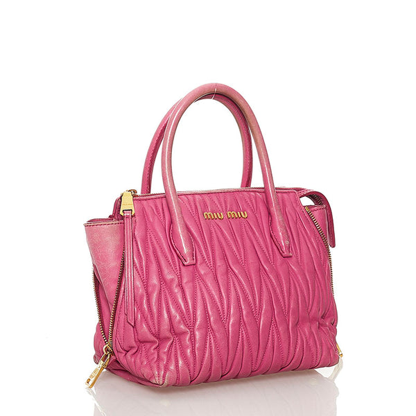 ミュウミュウ マテラッセ ハンドバッグ ショルダーバッグ 2WAY 5BA003 ピンク FUXIA 羊革 レディース MIUMIU 【中古】