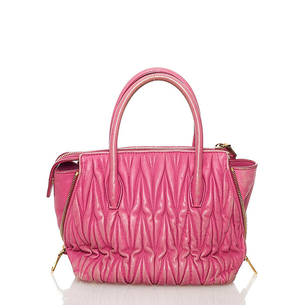ミュウミュウ マテラッセ ハンドバッグ ショルダーバッグ 2WAY 5BA003 ピンク FUXIA 羊革 レディース MIUMIU 【中古】