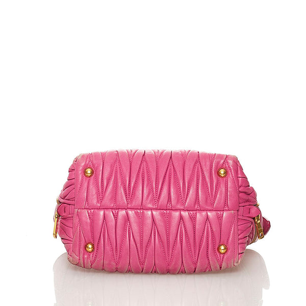 ミュウミュウ マテラッセ ハンドバッグ ショルダーバッグ 2WAY 5BA003 ピンク FUXIA 羊革 レディース MIUMIU 【中古】