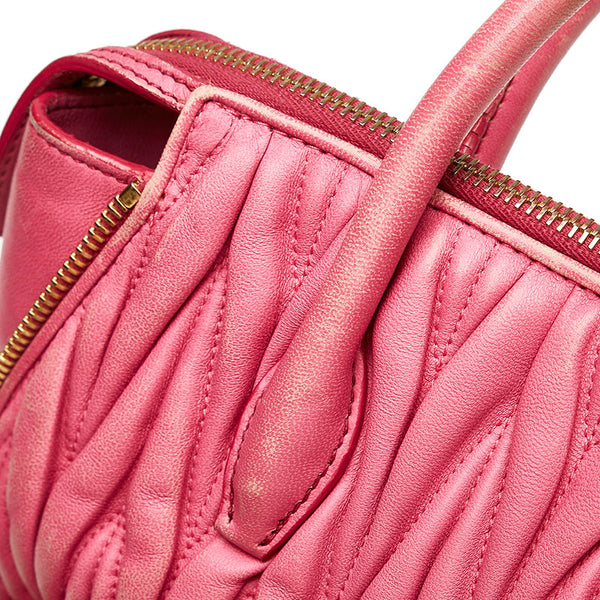 ミュウミュウ マテラッセ ハンドバッグ ショルダーバッグ 2WAY 5BA003 ピンク FUXIA 羊革 レディース MIUMIU 【中古】