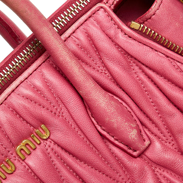ミュウミュウ マテラッセ ハンドバッグ ショルダーバッグ 2WAY 5BA003 ピンク FUXIA 羊革 レディース MIUMIU 【中古】