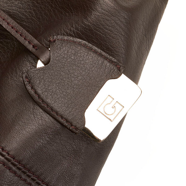 ゲラルディーニ ハンドバッグ ブラウン レザー レディース GHERARDINI 【中古】