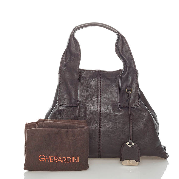 ゲラルディーニ ハンドバッグ ブラウン レザー レディース GHERARDINI 【中古】