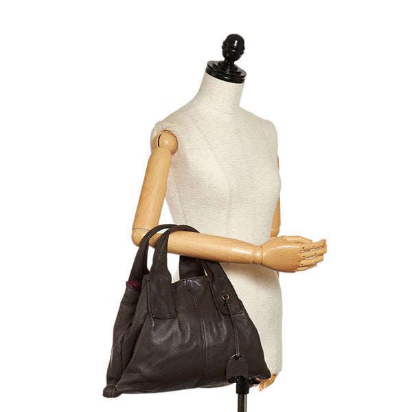 ゲラルディーニ ハンドバッグ ブラウン レザー レディース GHERARDINI 【中古】